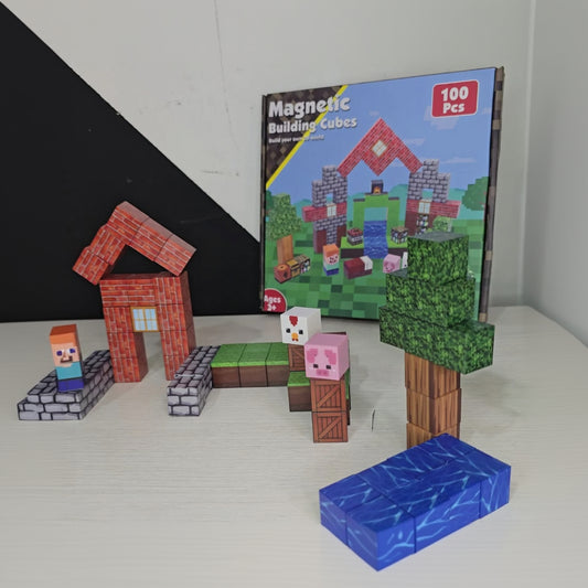 Cubos magnéticos 100 piezas estilo Minecraft